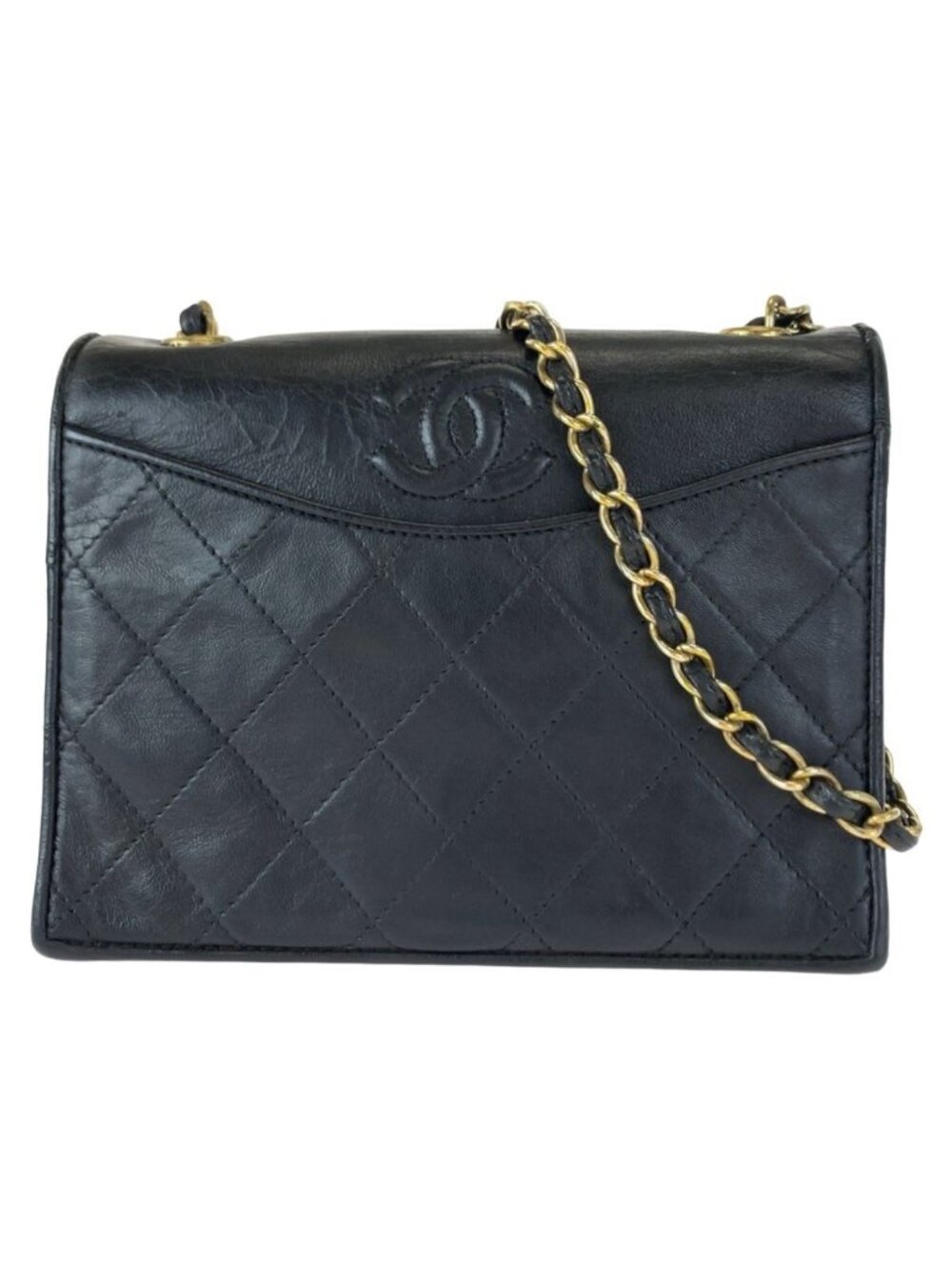 Chanel Vintage Quilted Single Flap CC Logo Crossbody Chain Shoulder Bag Pochette